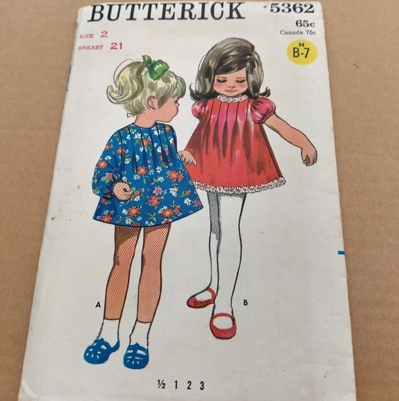 Vintage Butterick Sewing Pattern 5362 Toddler Girls A Line Dress Size 2 1960s - Picture 1 of 2